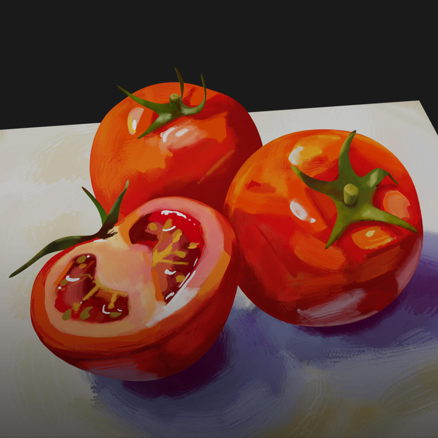 3D modeled stylized tomatoes